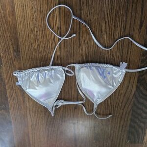 Shiny Silver Bikini Top